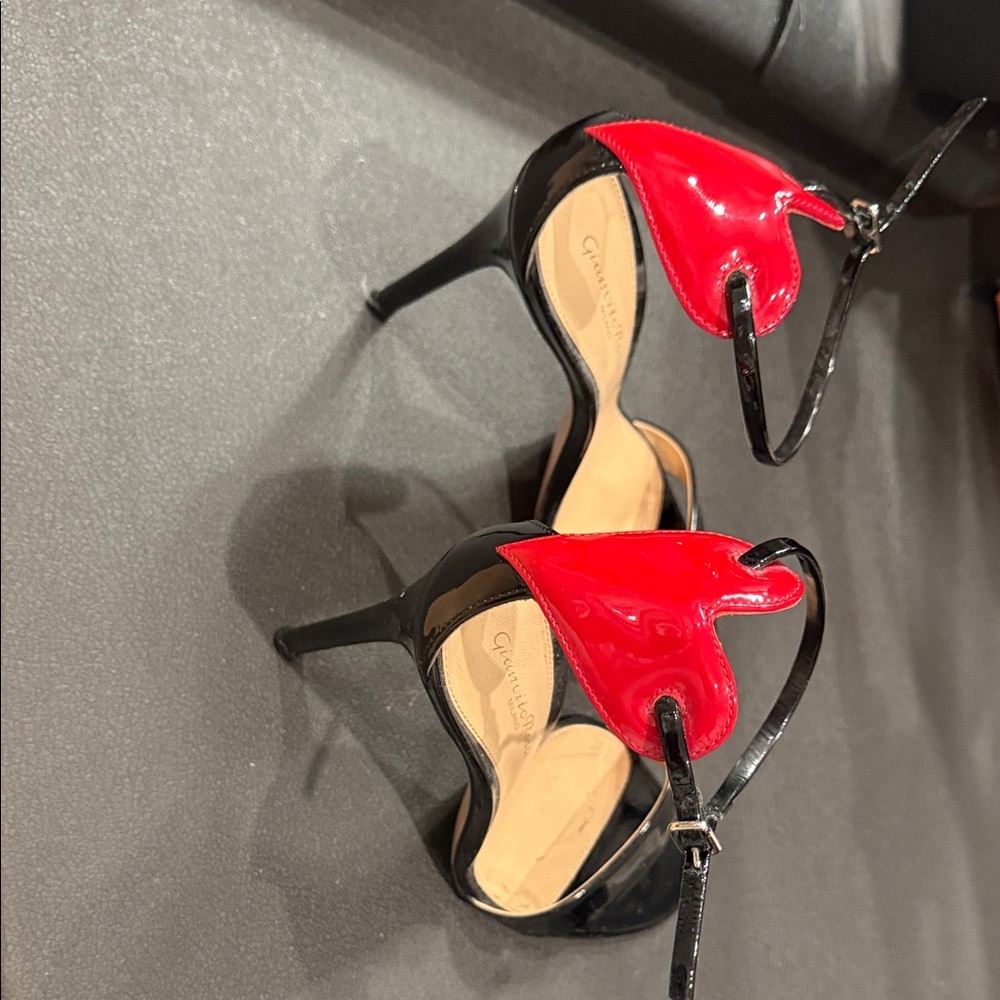 Giuseppe Zanotti Black and Red Heart Heels Size 36